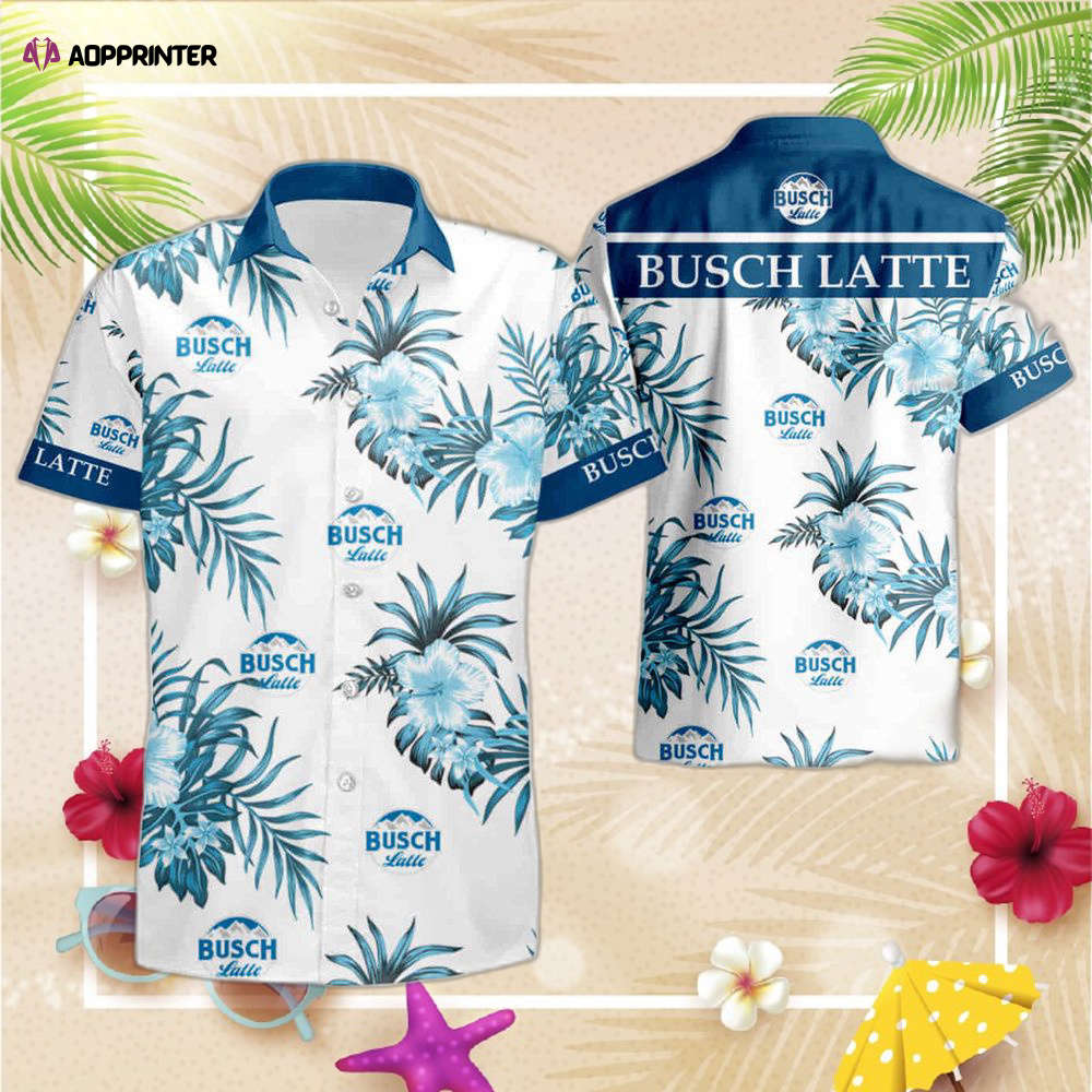 Beer Hawaiian Shirt Busch Light Hibiscus Flower Pattern Blue White Hawaii Aloha Shirt