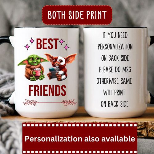 Best Friends Gift, Baby Yoda and Gizmo Mug, Personalized Gifts For Friends