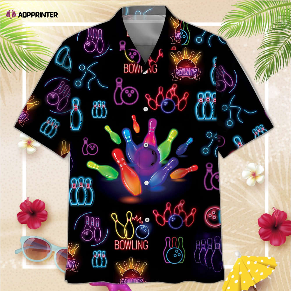 Bowling Neon Hawaiian Shirt, Gift For Men Women