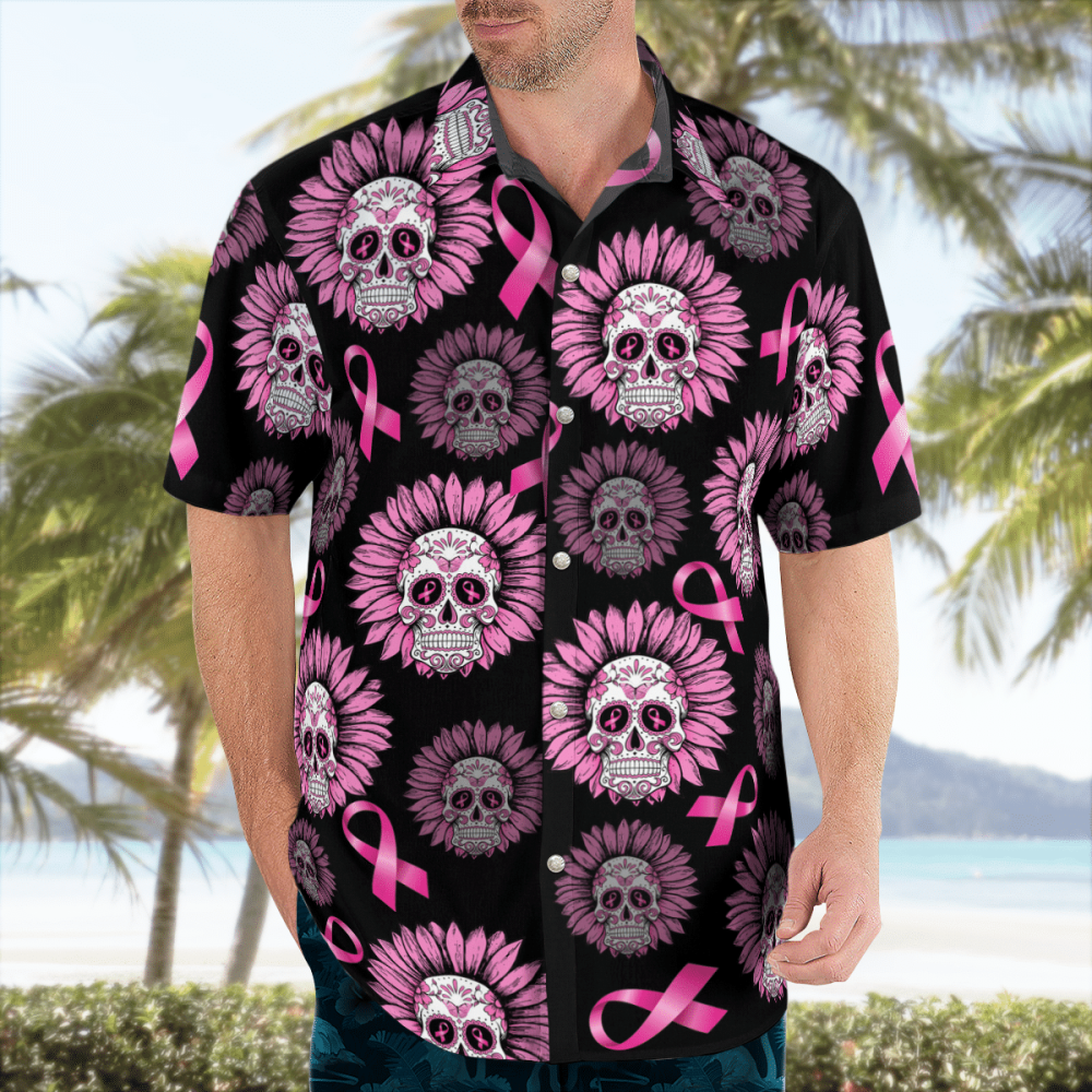 Breast Cancer Awareness Sunflowers Hawaiian Shirt, Gift For Men Women