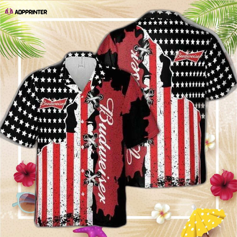 Budweiser American Flag Hawaiian Shirt For Men Women