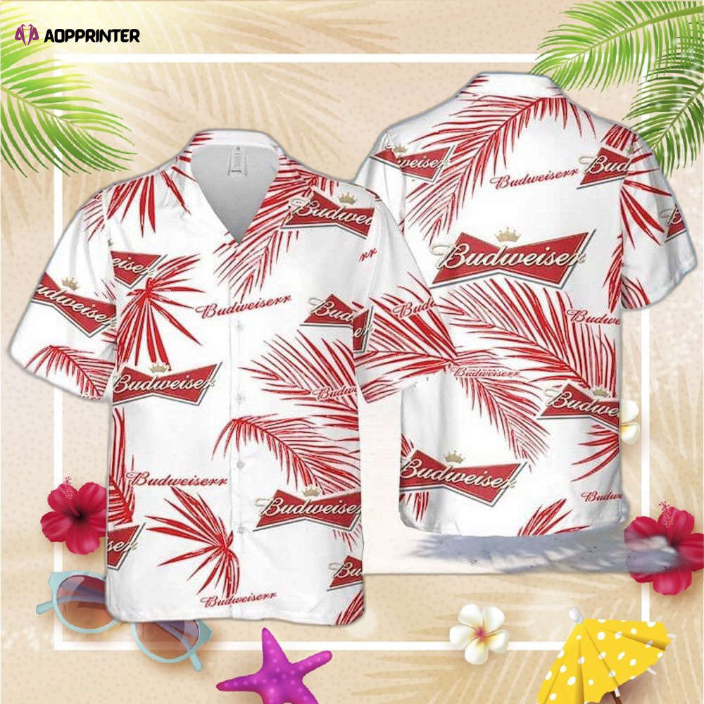 Budweiser Beer Tropical Coconut Pattern Hawaiian Shirt For Men And Women