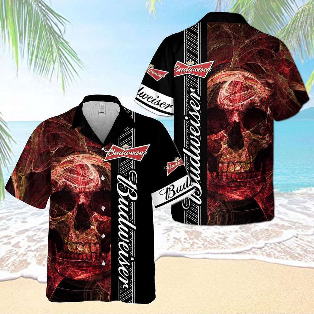 Budweiser Beer Skull Hawaiian Shirt, Gift For Men And Women