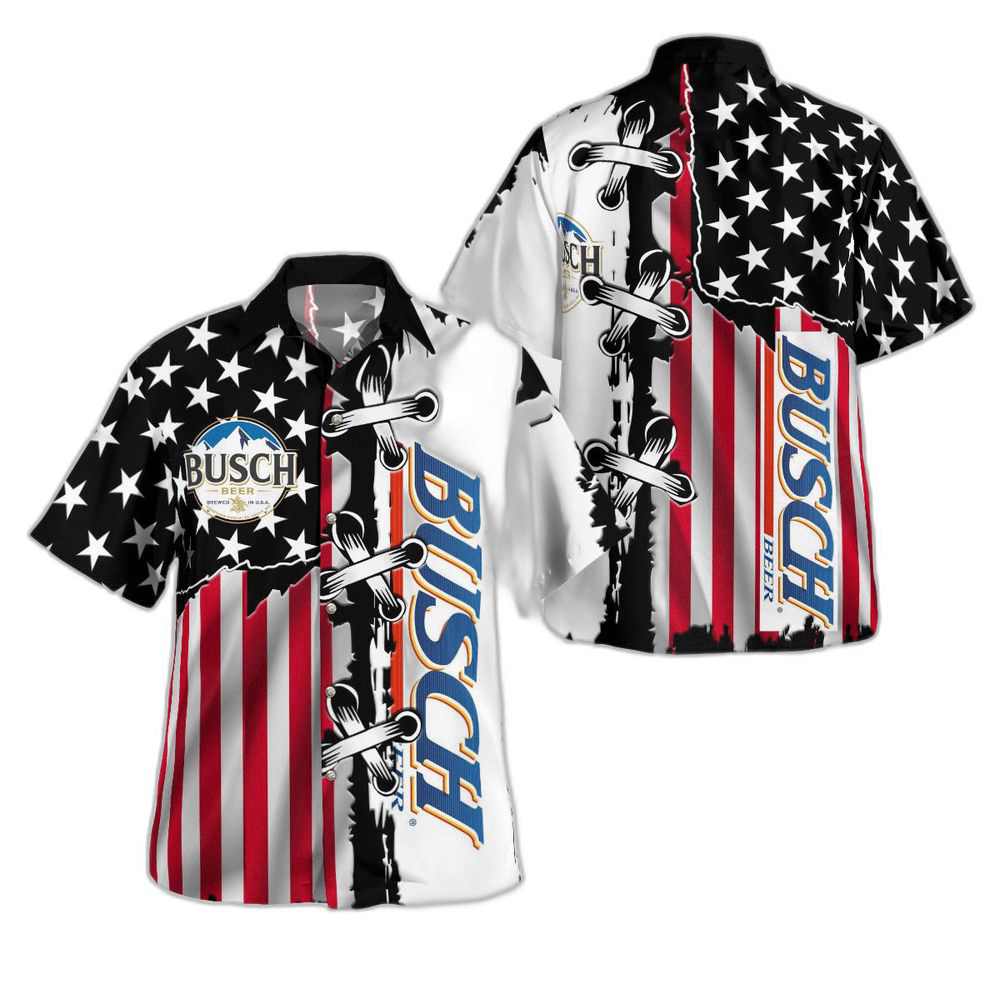 Busch Beer American Flag Hawaiian Shirt For Men Women