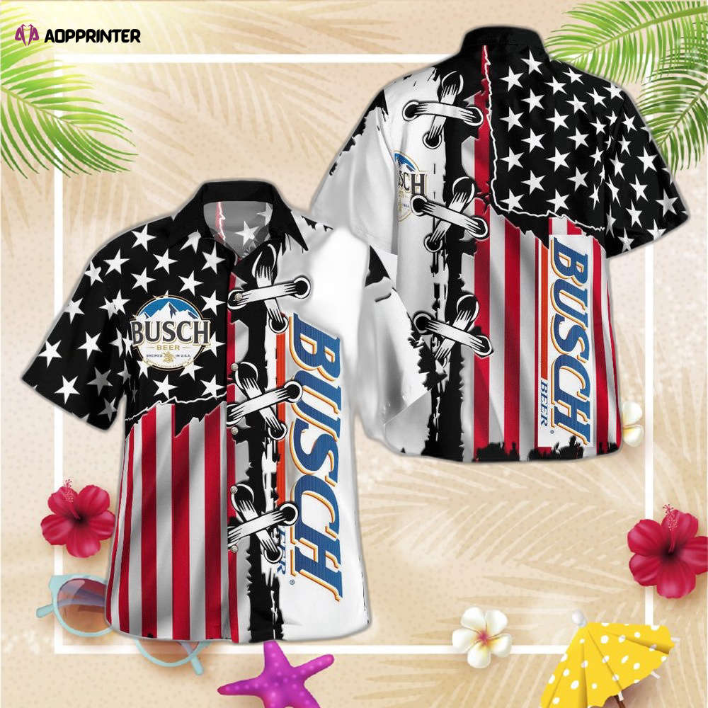 Busch Beer American Flag Hawaiian Shirt For Men Women