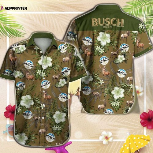 Busch Beer Deer Floral Brown And Green Hawaiian Shirt For Men Women