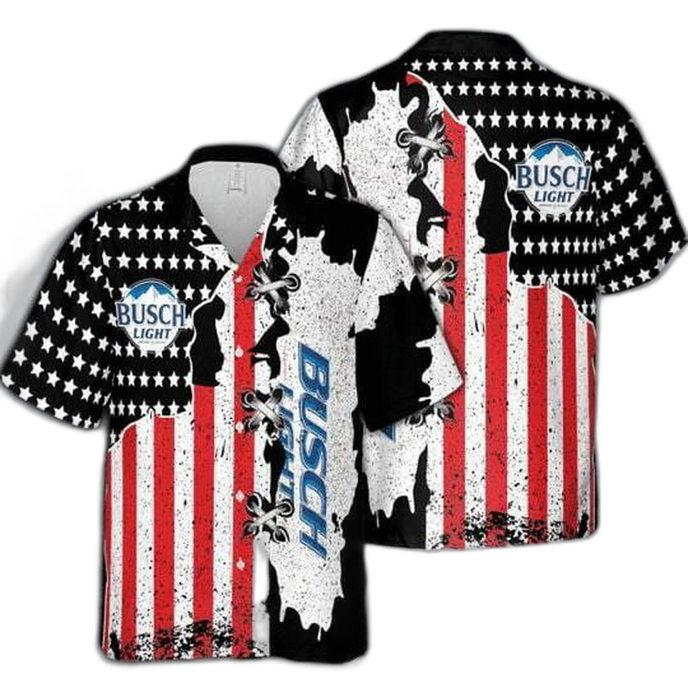 Busch Light American Flag Hawaiian Shirt For Men Women