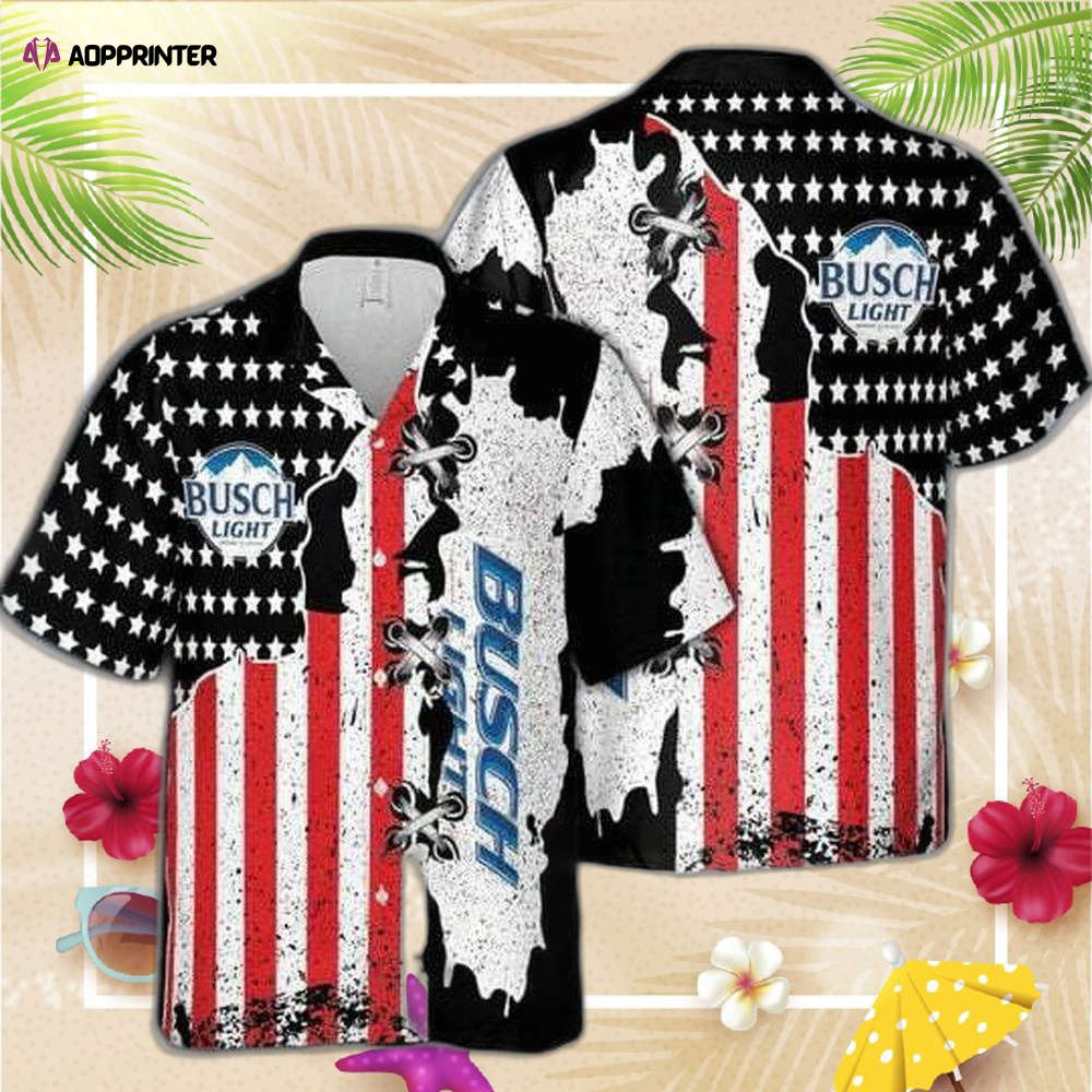 Busch Light American Flag Hawaiian Shirt For Men Women