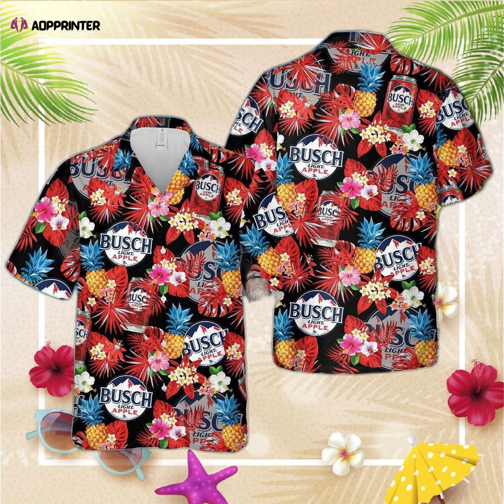 Busch Light Apple Tropical Flower Hawaiian Shirt For Men Women