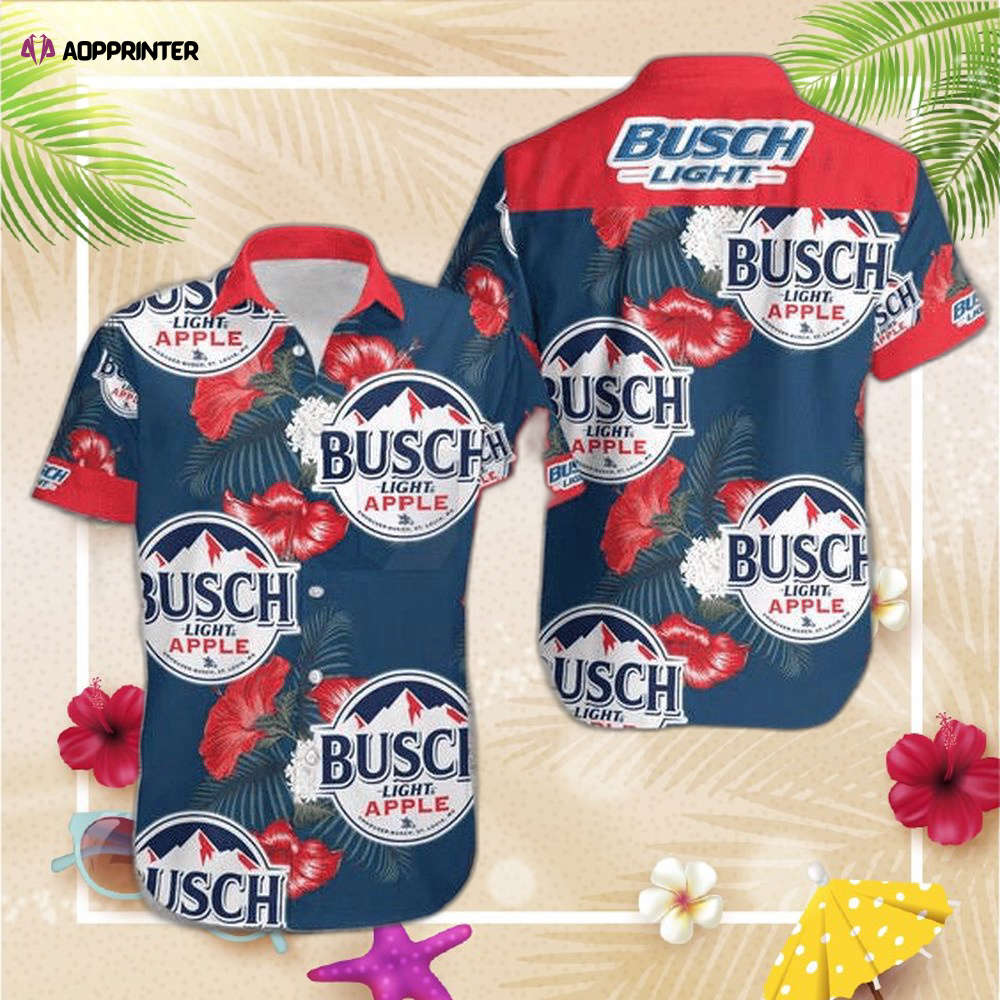 F89 Beer  Hawaiian Shirt For Men Women Budweiser Logo Tropical Palm Trees Pattern Red White Hawaii Aloha Shirt