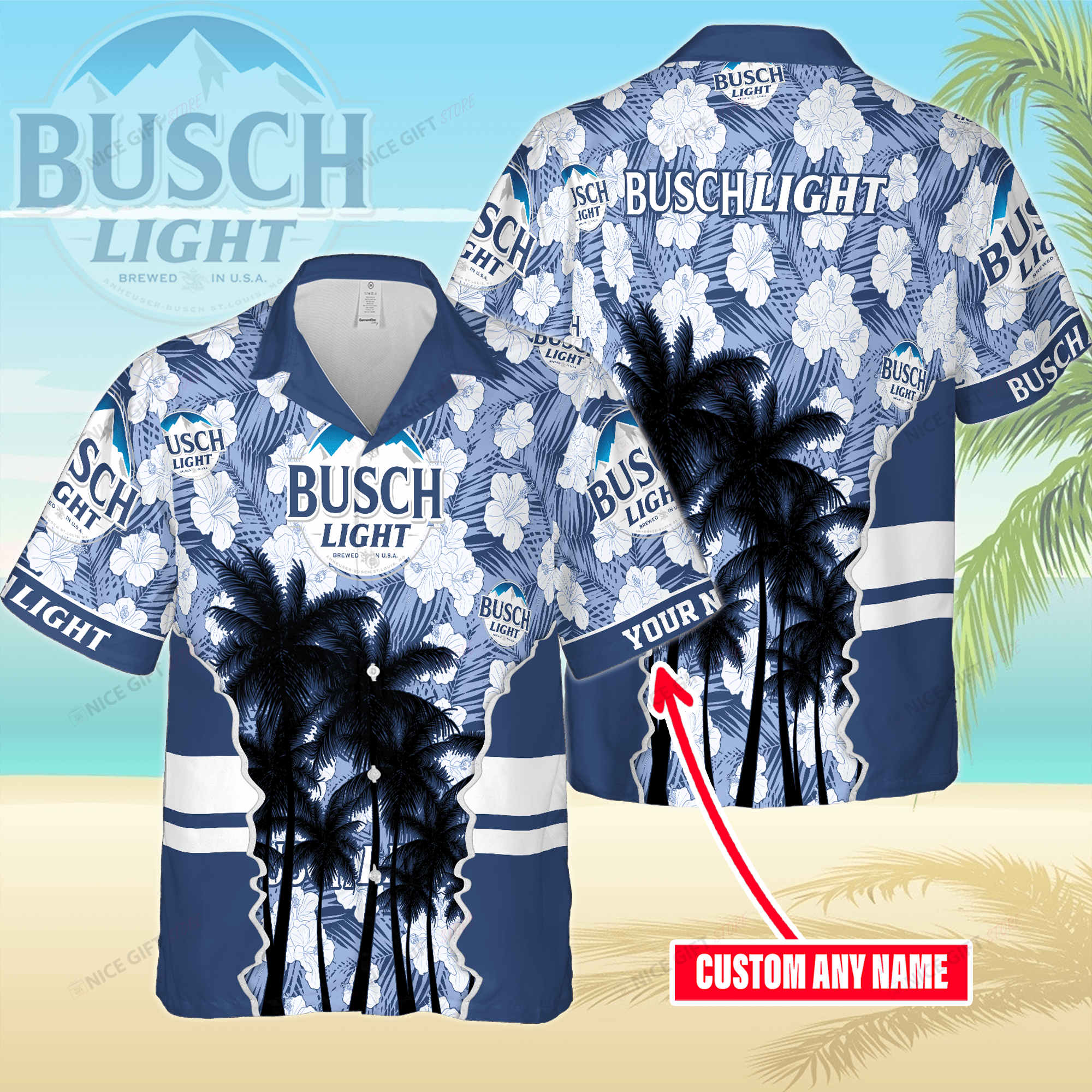 Busch Beer Custom Name Hawaiian Shirt  For Men And Women