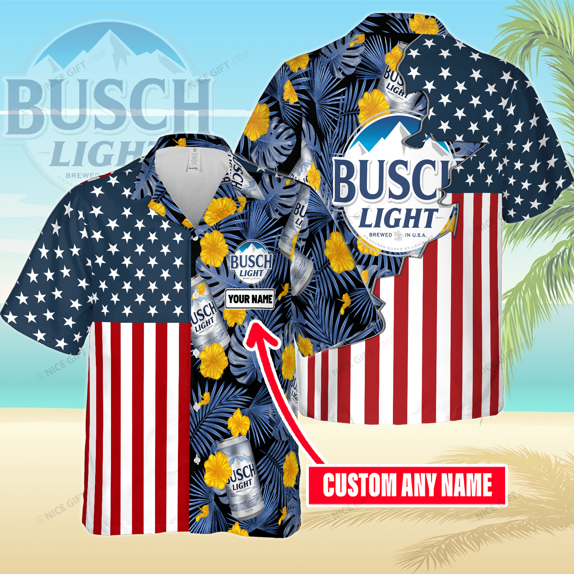 Pabst Blue Ribbon Custom Name Hawaiian Shirt  For Men And Women