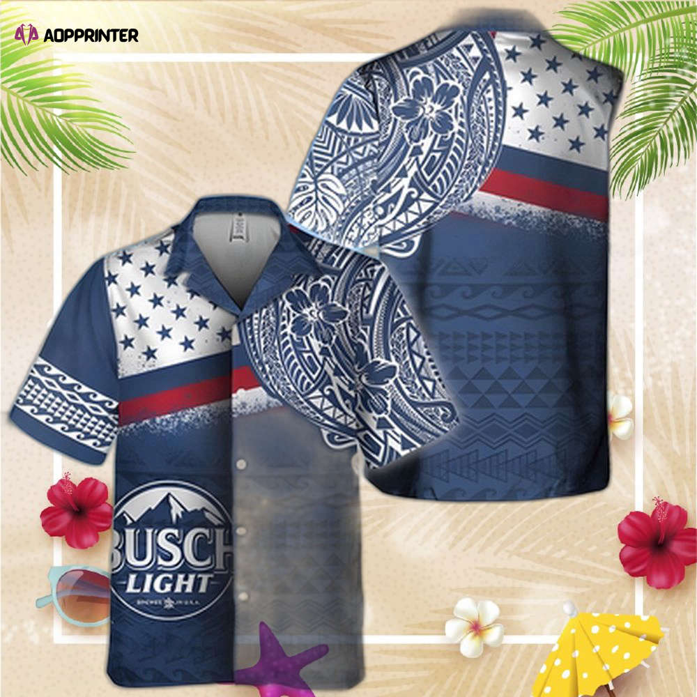 Busch Light Hawaiian Shirt  Polynesian Pattern Beer Gift For Beach Lovers