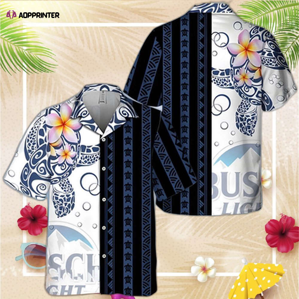 Busch Light Hawaiian Shirt For Men Women Polynesian Pattern Blend Ocean Turtle