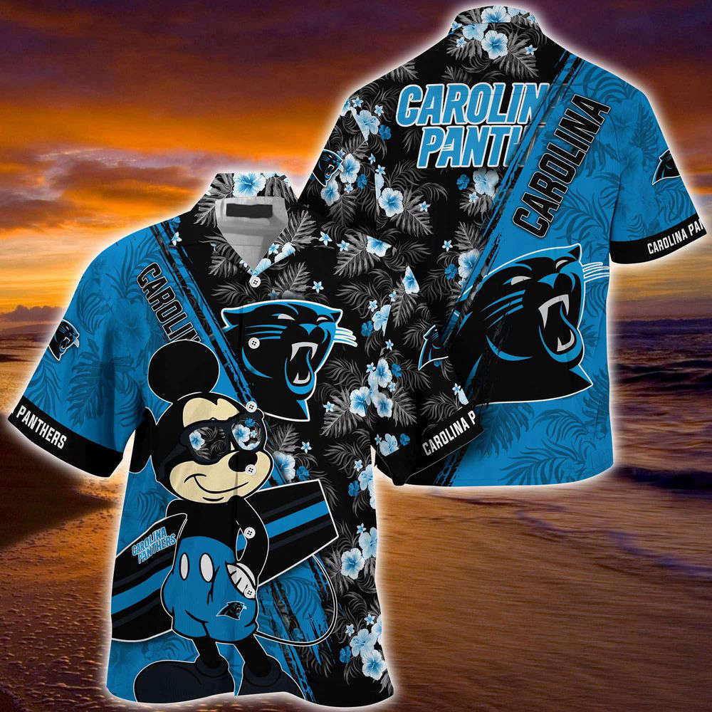 Carolina Panthers NFL-Summer Hawaii Shirt Mickey And Floral Pattern For Sports Fans