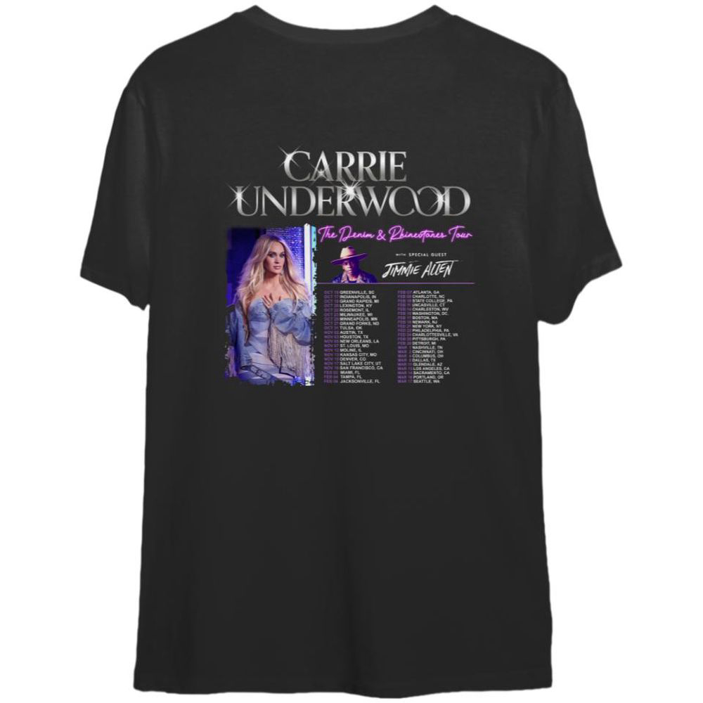 Carrie Underwood Denim and Rhinestones Tour 2023 Double Sided T-Shirt, For Men And Women