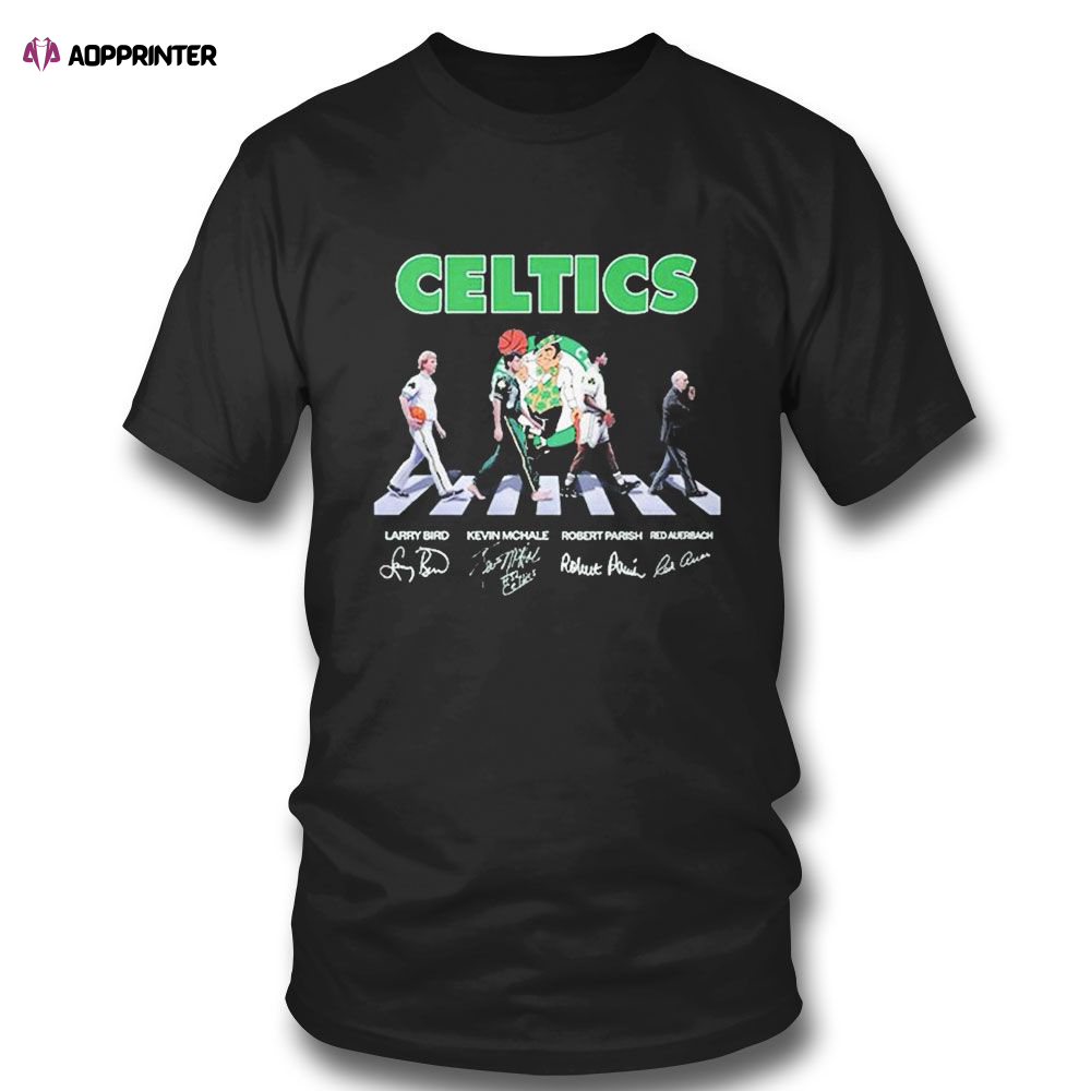 Celtics Larry Bird Kevin Mchale Robert Parish Red Auerbach Signature T-shirt For Fans