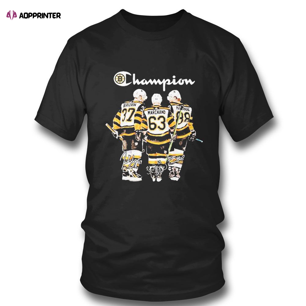 Champions Bergeron Marchand Pastrnak Boston Bruins T-shirt For Fans