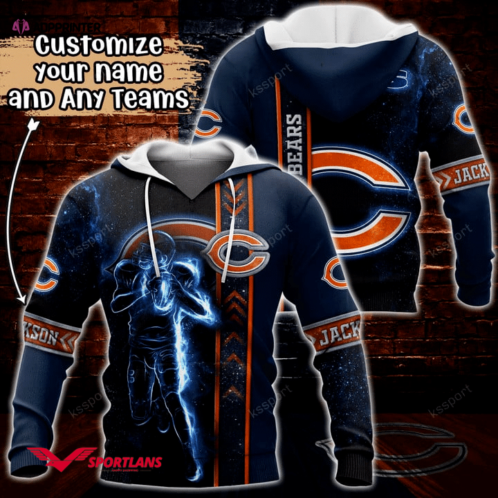 Chicago Bears NFL Custom Name 3D Hoodie, Best Gift For Men And Women