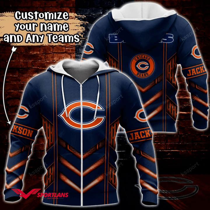 Chicago Bears NFL Custom Name 3D Hoodie, Best Gift For Men And Women