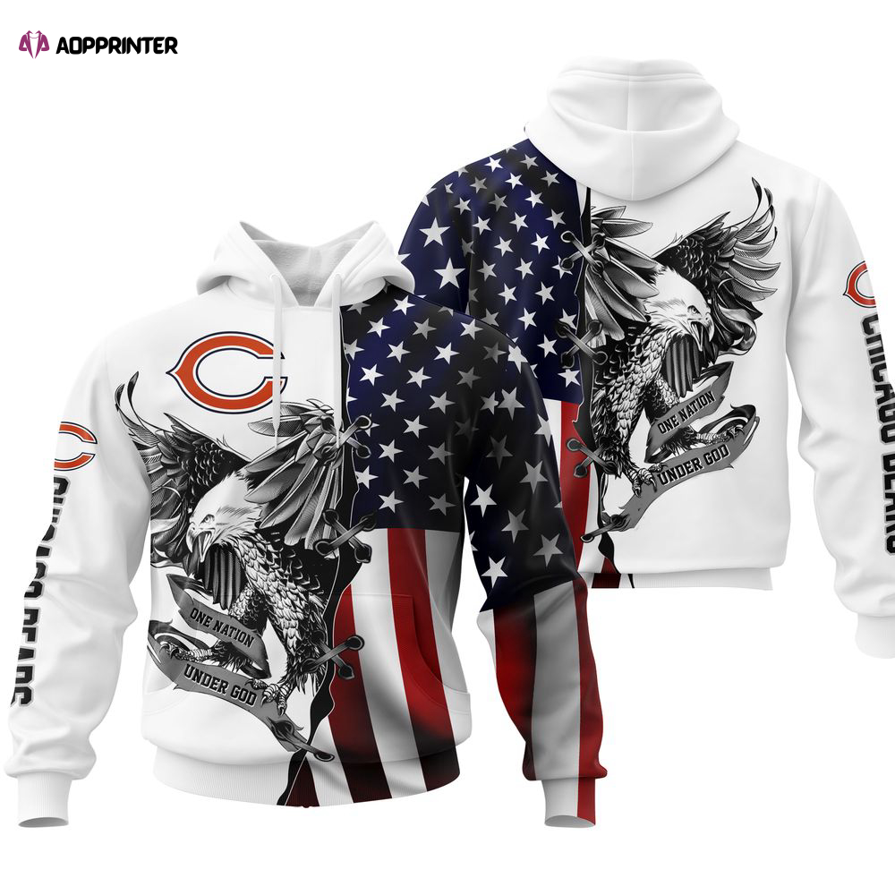 Chicago Bears USA Flag Eagle Hoodie, For Men And Women