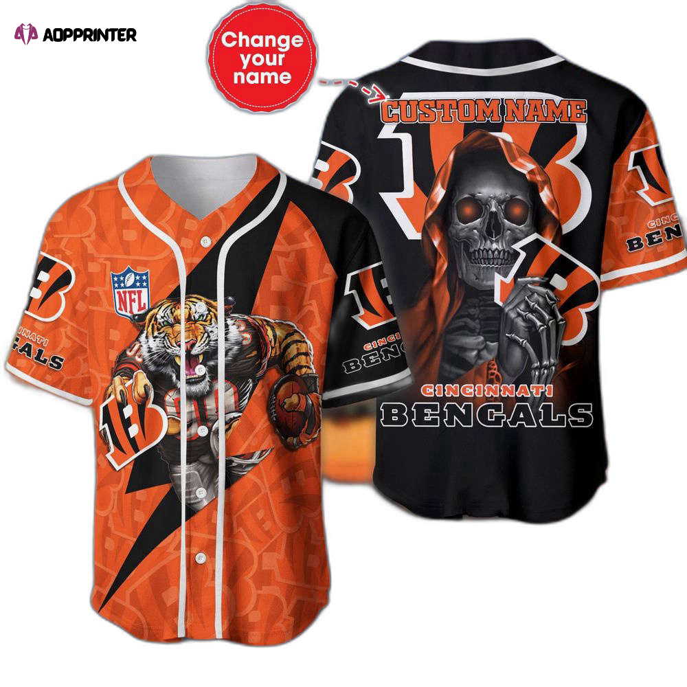 Cincinnati Bengals Baseball Jersey Shirt Skull Custom Name, Gift For Men Women