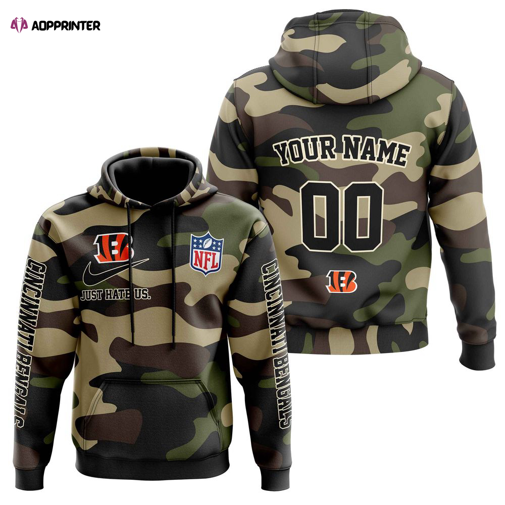 Cincinnati Bengals Personalized Hoodie-Zip Hoodie Camo Style, For Men And Women