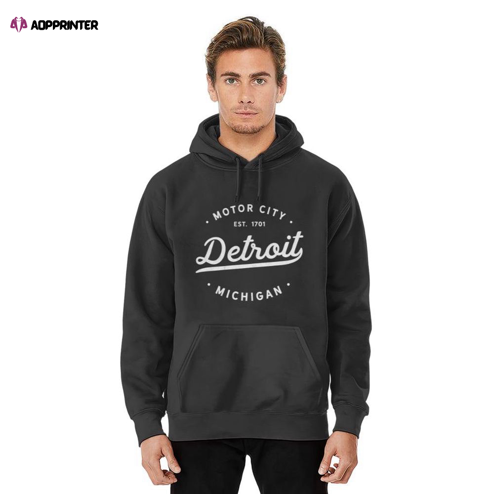 Classic Retro Vintage Detroit Michigan Motor City Hoodie, Gift For Men And Women