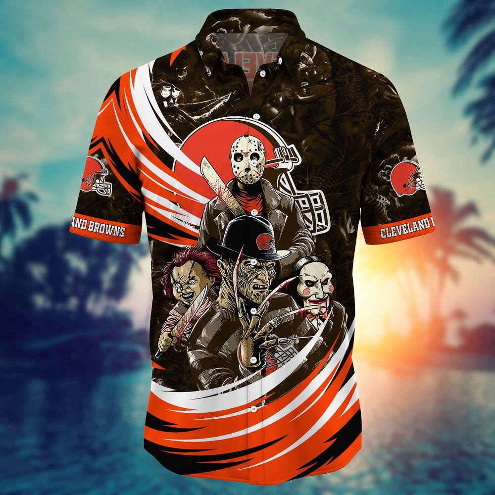 Cleveland Browns NFL Halloween Horror Movies Hawaiian Shirts  For Men And Women