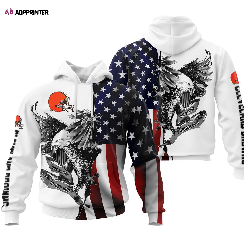 Cleveland Browns USA Flag Eagle Hoodie, For Men And Women