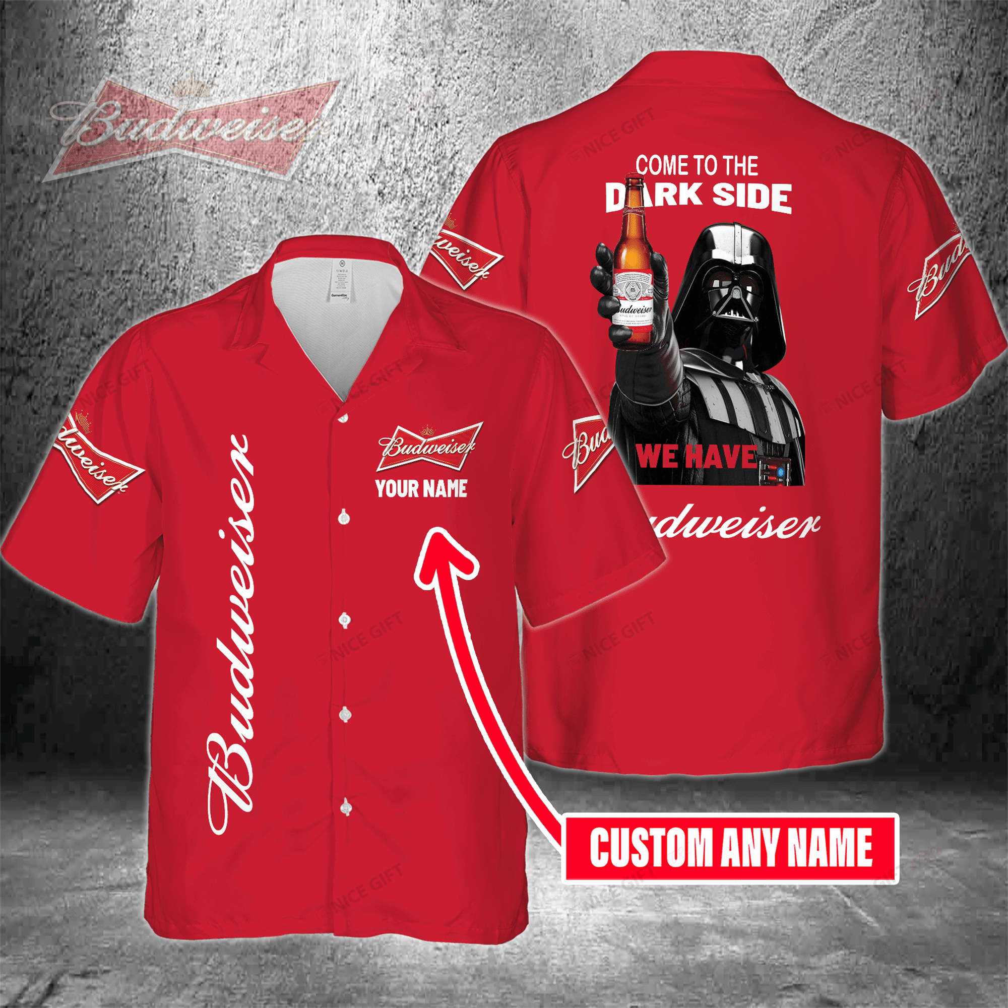 Come To The Dark Side We Have Budweiser Custom Name Hawaiian Shirt For Men And Women