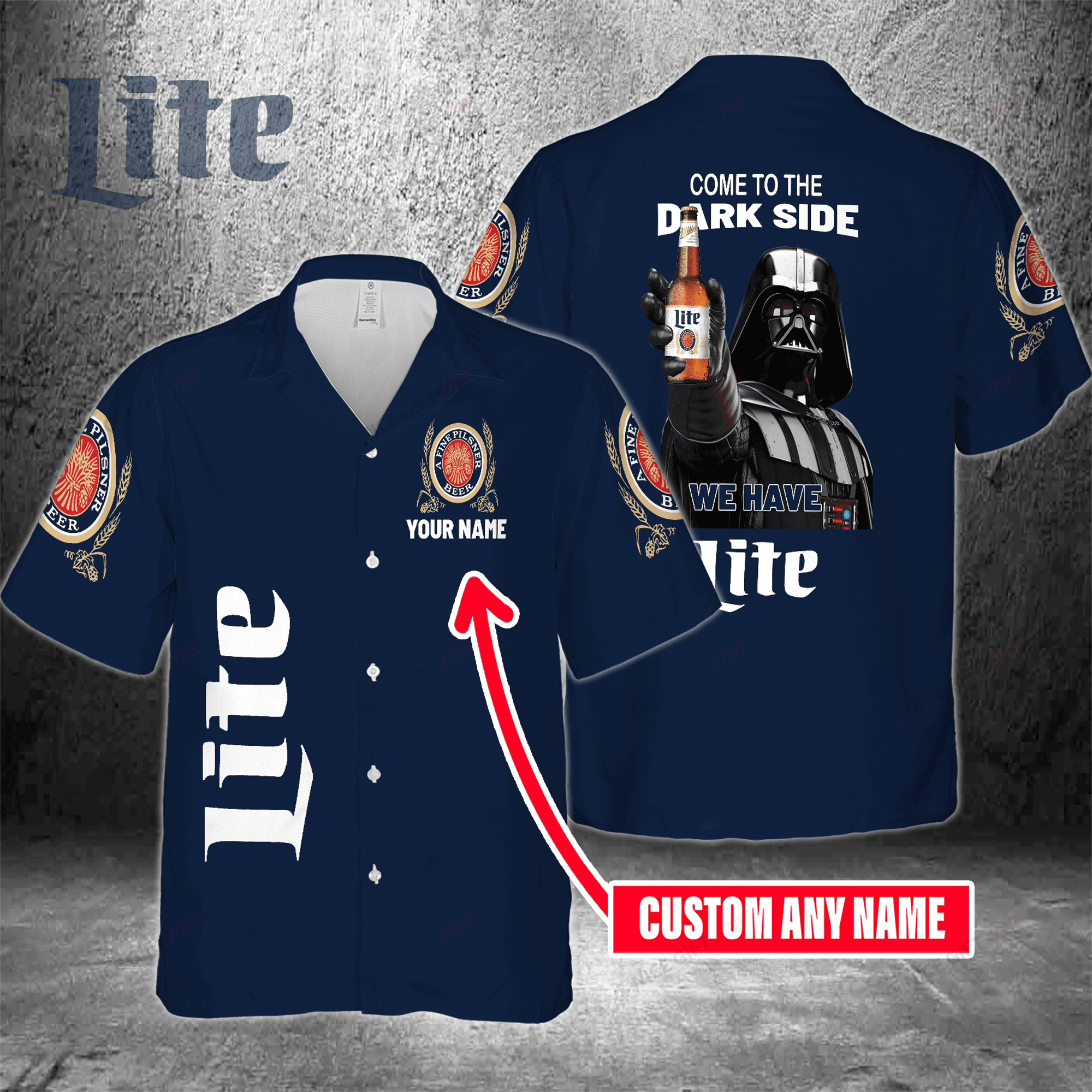 Come To The Dark Side We Have Miller Lite Custom Name Hawaiian Shirt For Men And Women