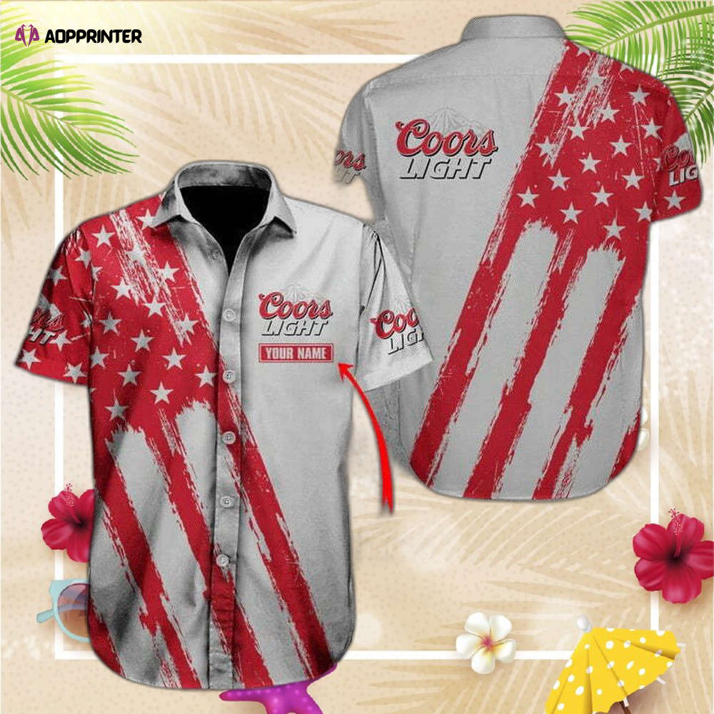 Coors Light American Flag Custom Name Hawaiian Shirt For Men And Women