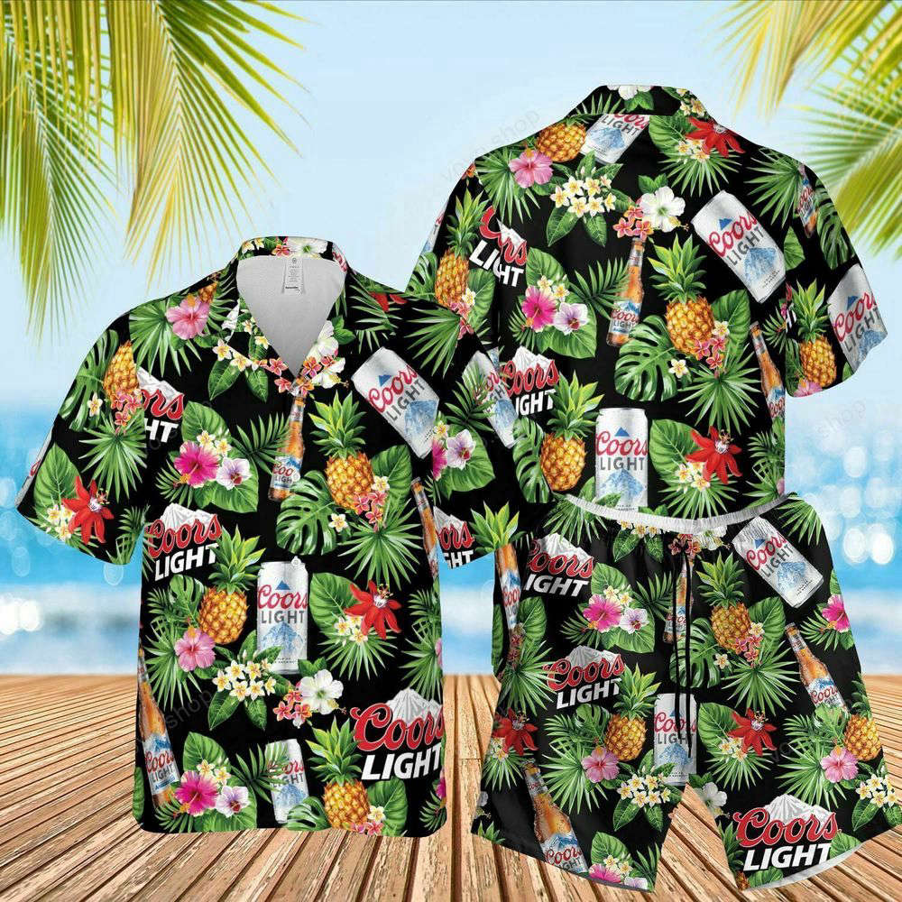 Coors Light Beer Black Floral Hawaiian Shirt For Men Women And Beach Shorts