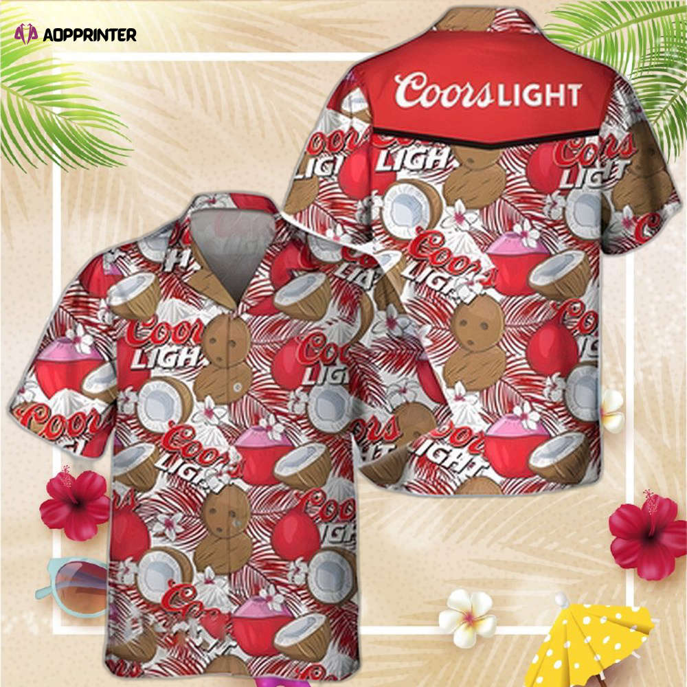 Coors Light Beer Hawaiian Shirt Tropical Coconuts Gift For Beach Vacation
