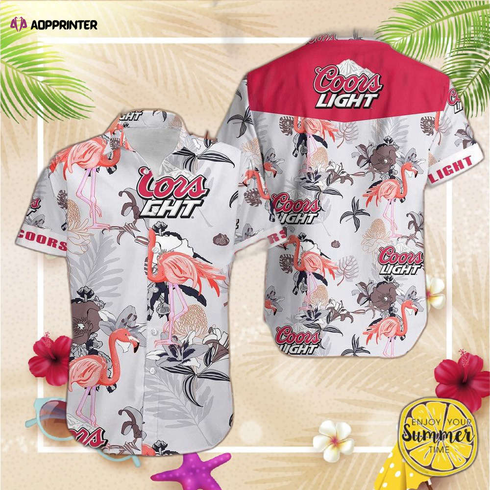 Coors Light Flamingo Aloha Shirt Hawaiian Aloha Shirt, Hwaiian For Gift