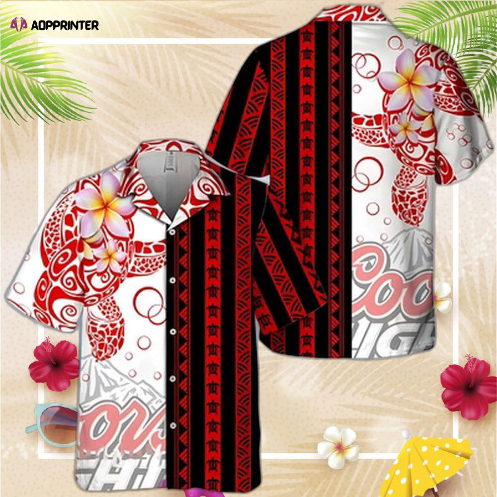 Coors Light Hawaiian Shirt Polynesian Blend Ocean Turtle Beach Lovers Gift