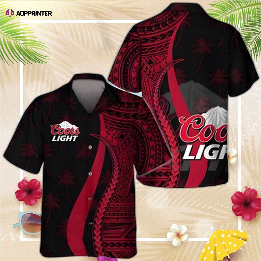 Coors Light Hawaiian Shirt Polynesian Pattern Beer Gift For Beach Lovers