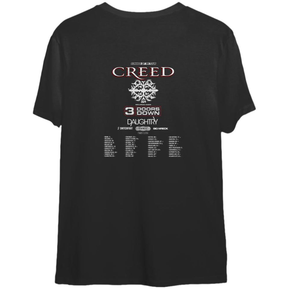 Creed 2024 Tour Summer Of 99 Tour Shirt, Creed Band T-Shirt, For Men And Women