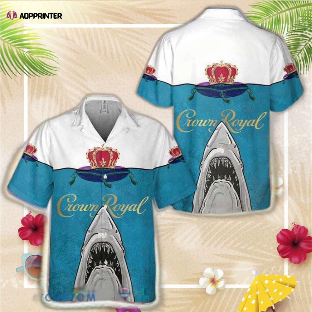 Crown Royal Jaws Shark Hawaiian Graphic Print Tropical Style AOP Hawaiian Shirt For Men Women