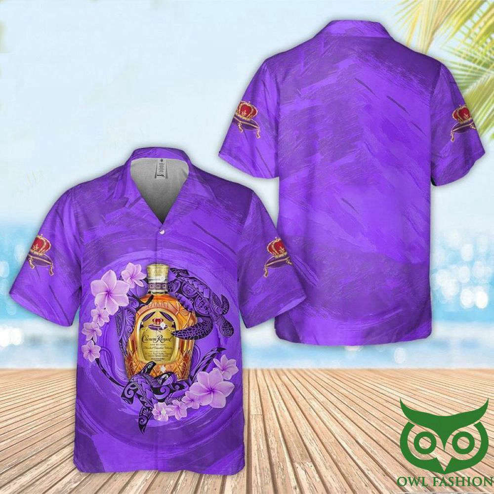 Crown Royal Turtles Purple Flower Hawaiian Shirt For Men Women