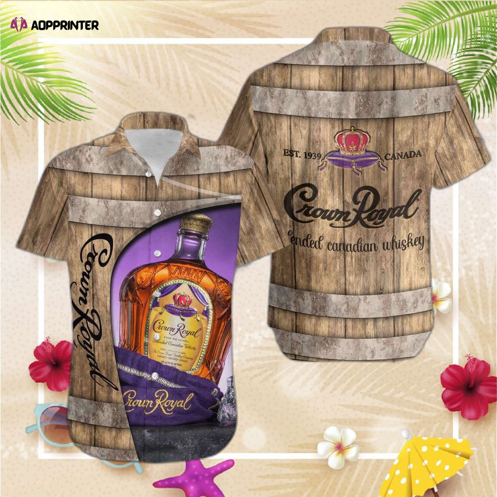 Customized Crown Royal Purple And Beige Hawaiian Shirt For Men Women