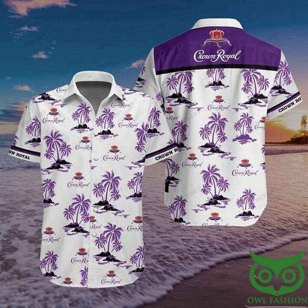 Crown Royal White And Purple Leaves Hawaiian Shirt For Men Women