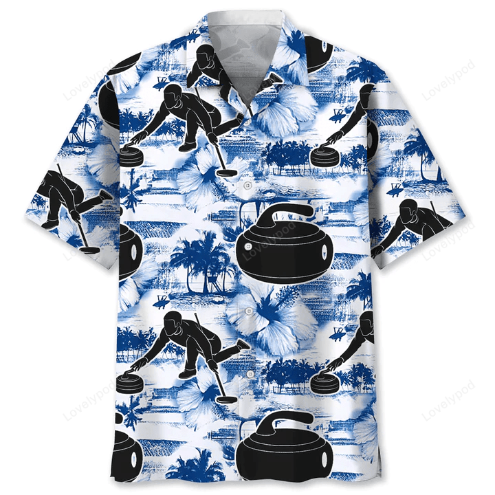 Curling Hawaiian Shirt, Hawaiian Shirt, Gift For Men Women