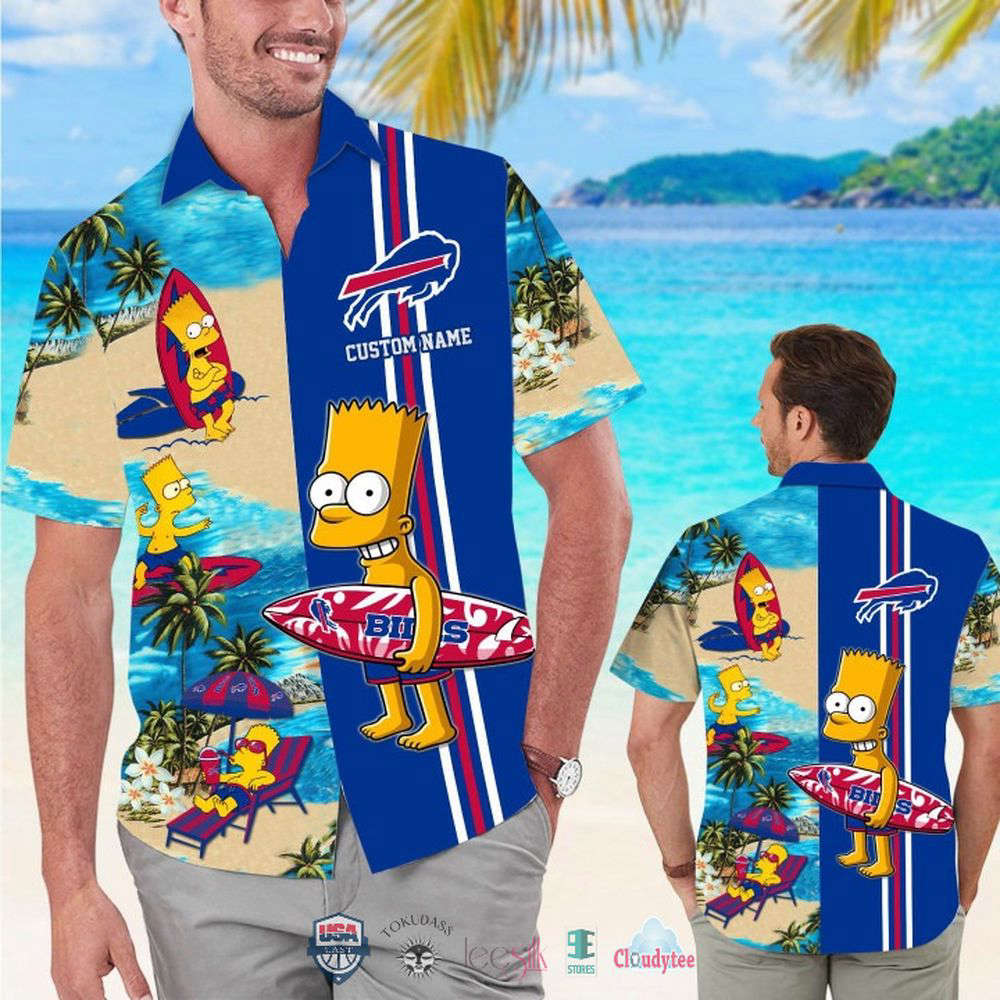 Custom Name Buffalo Bills Bart Simpson Hawaiian Shirt For Men Women