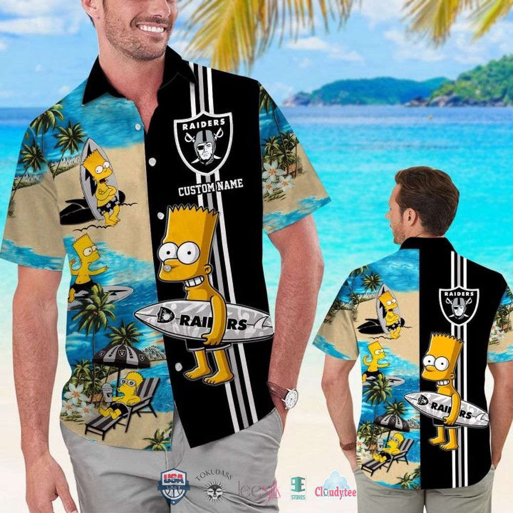 Custom Name Las Vegas Raiders Bart Simpson Hawaiian Shirt For Men Women