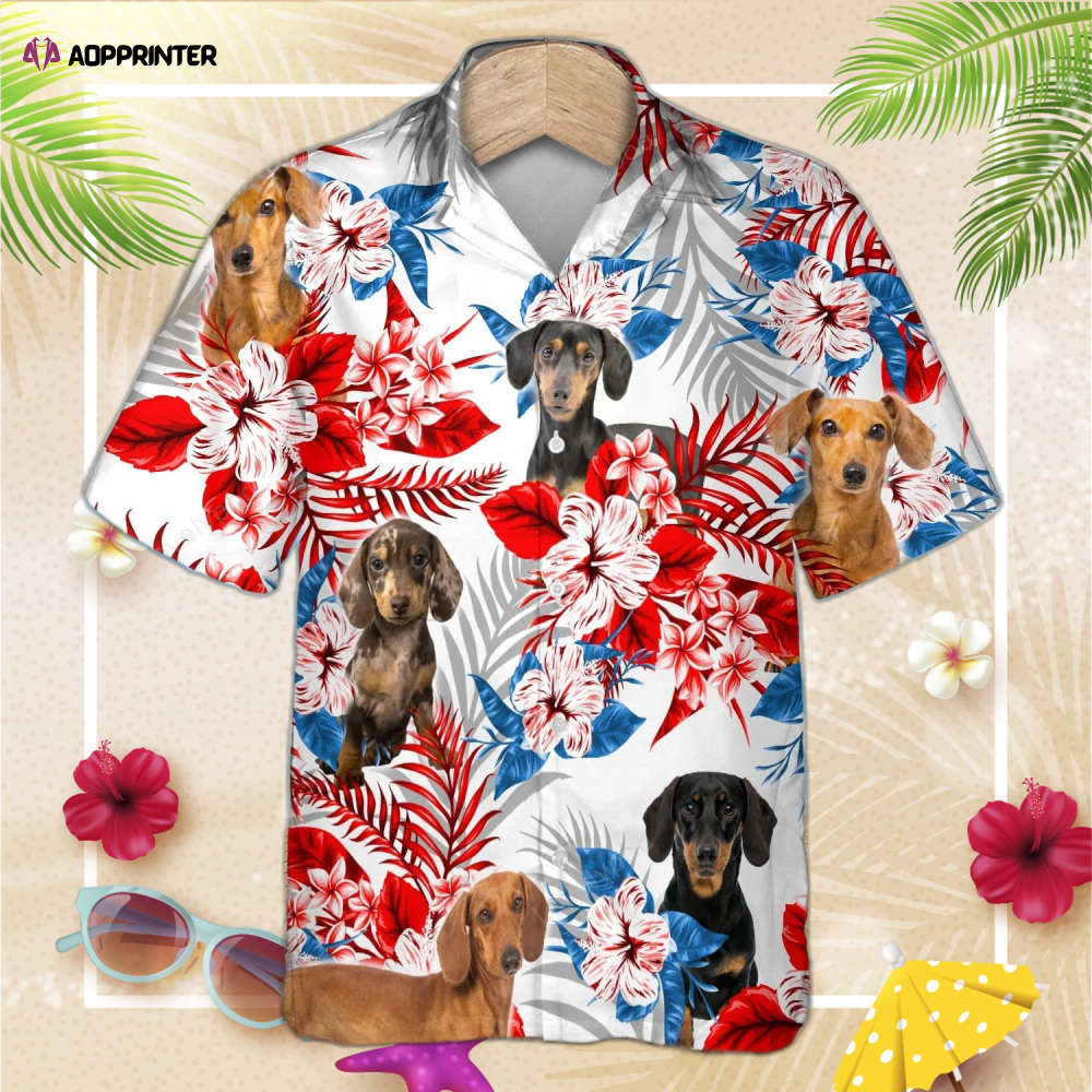 Dachshund Flower american Hawaiian Shirt, Gift For Men And Women