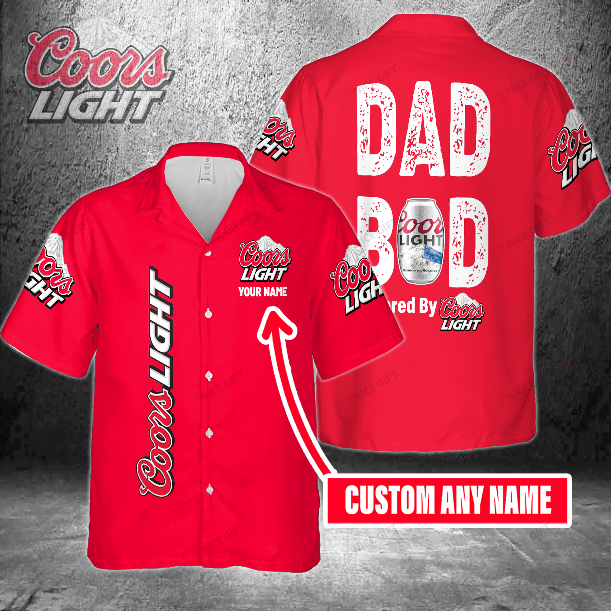 Dad Bod Powered By Coors Light Custom Name Hawaiian Shirt For Men And Women