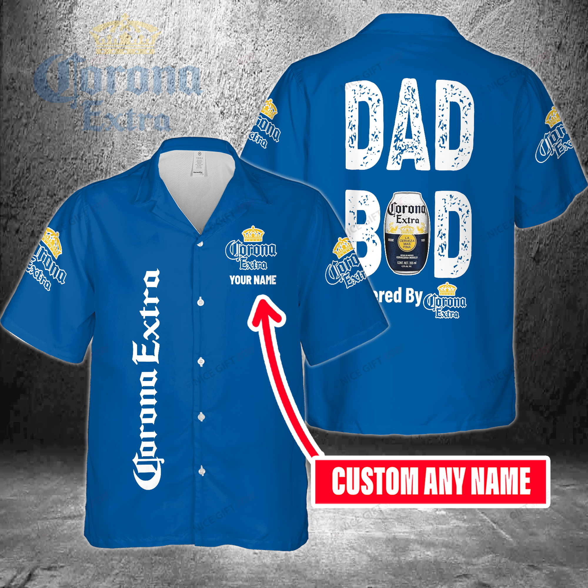 Dad Bod Powered By Corona Extra Custom Name Hawaiian Shirt For Men And Women