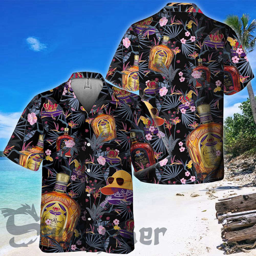 Dark Tropical Crown Royal Hawaiian Shirt For Men Women